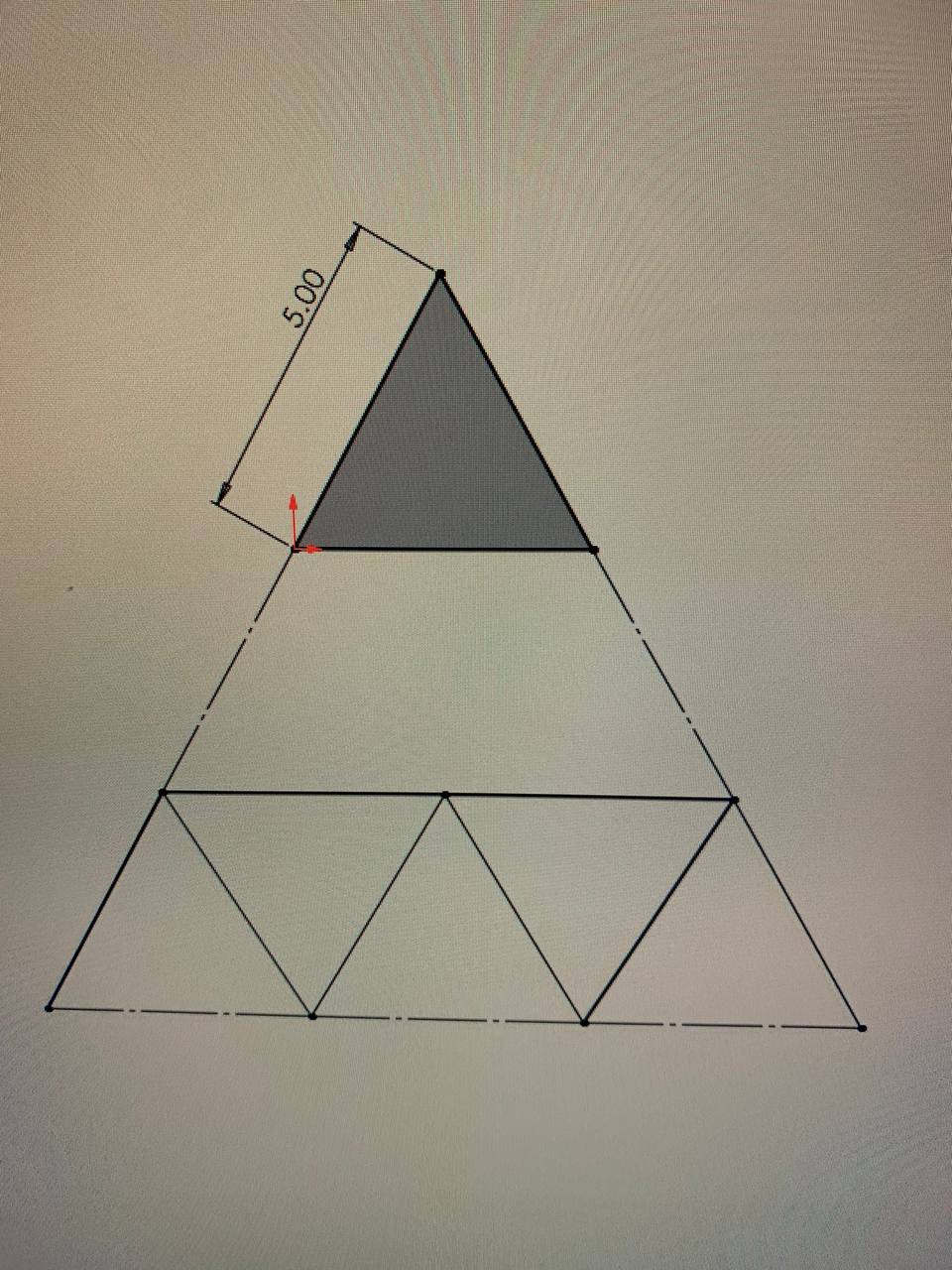 CAD line layout for pyramid geometry